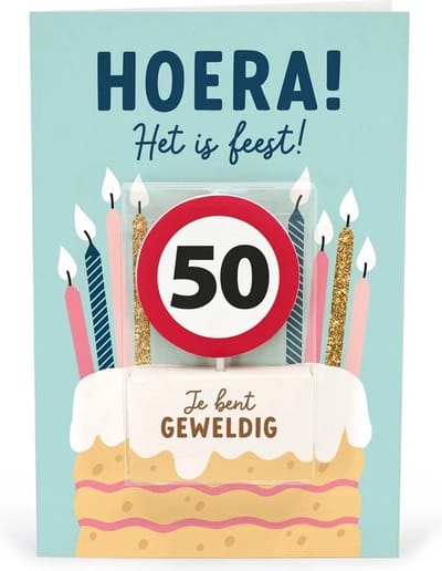 Verjaardagskaart met kaars | 50 jaar | Je bent geweldig