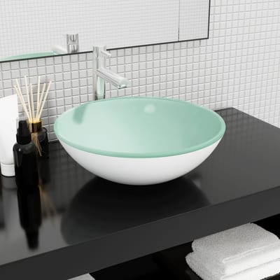 vidaXL - Wasbak - 42x14 - cm - gehard - glas - wit