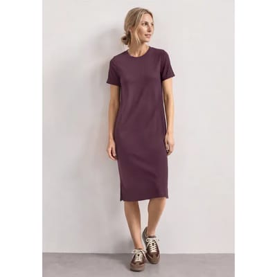 Midijurk met ribbelstructuur en ronde hals