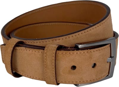 Riem Heren - Riem Dames - Cognac - Lichtbruin - Suede Leer - 4.5 cm breed - Totale lengte Riem 110 cm - Taille maat tot 90 cm