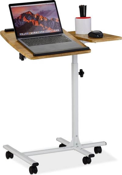 Laptoptafel verstelbaar - laptop bureau op wielen - verrijdbaar - computertafel