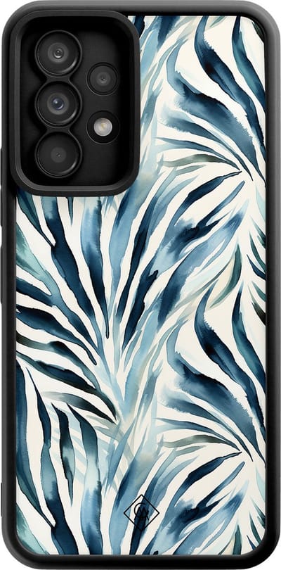 Casimoda® hoesje - Geschikt voor Samsung Galaxy A52 5G - Japandi Waves - Zwart TPU Backcover - Water - Blauw