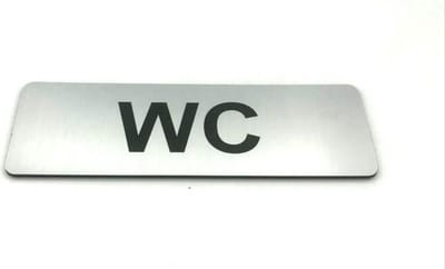 Deurbordje - WC bord - WC - Toiletbord - Bordje - RVS Look - 150 mm x 50 mm x 1,6 mm - 5 jaar Garantie