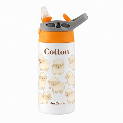 Dynamische Bold Neon Drinkfles – Feestelijke Fles voor Zomerse Vibes en Muziekfans - Waterfles voor kinderen (wit/oranje)