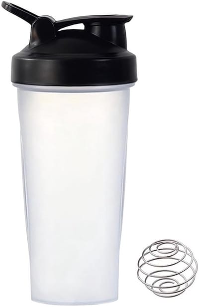 Proteïne Shaker 600ml - Shaker met Bal - Transparant - Geschikt voor Smoothies - Ideaal voor Fitness - Hoogwaardige Materialen - Shakerbeker