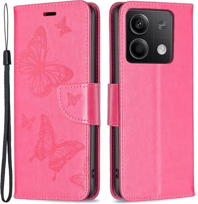 Coverup Hoesje - Geschikt voor Xiaomi Redmi Note 13 5G Hoesje - Coverup Vlinders Book Case - Roze