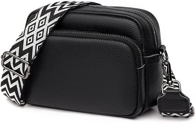 Dames schoudertasje - klein - lederen handtas - crossbody bag - crossbag - schoudertas voor dames - moderne tassen met brede schouderband en 3 vakken