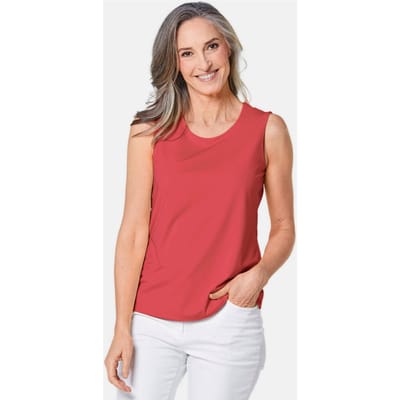 Verzorgd topje dat mooi in model blijft - koraalrood - Gr. 38 van Goldner Fashion
