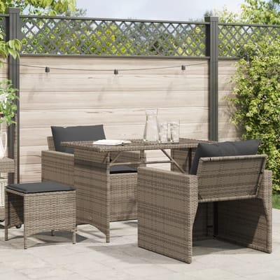 vidaXL - 4-delige - Loungeset - met - kussens - poly - rattan - grijs