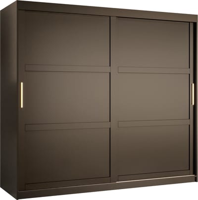 Zweefdeurkast Kledingkast met 2 schuifdeuren Garderobekast slaapkamerkast Kledingstang met planken (LxHxP): 200x200x60 cm - Rumble I (Zwart, 200)