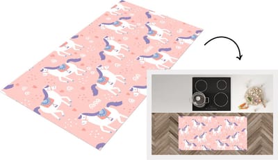 Keukenloper - Loper keuken - Paard - Hart - Patronen - 120x60 cm - Keukenloper vinyl