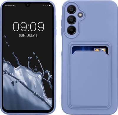 kwmobile telefoonhoesje geschikt voor Samsung Galaxy A15 5G - Hoesje met pasjeshouder - TPU case in lavendel