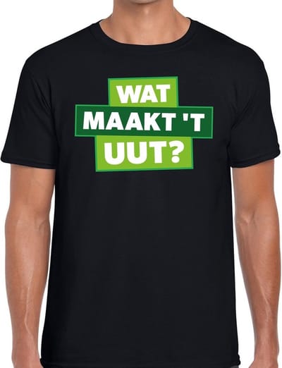 Wat maakt t uut? t-shirt - zwart Achterhoek festival shirt voor heren S