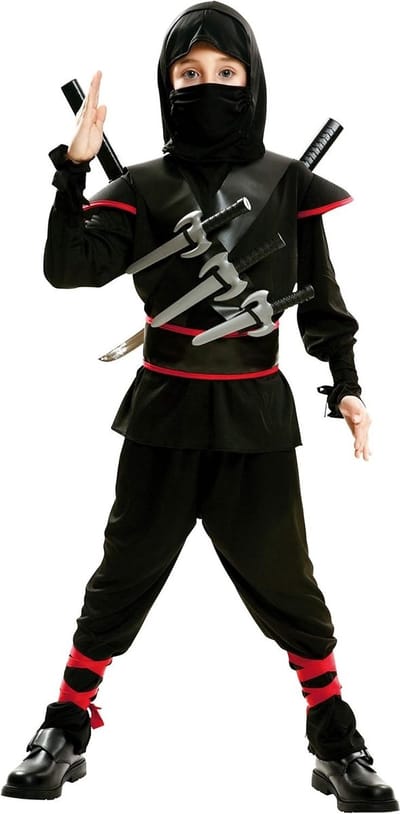 Ninja Asassin Kostuum Kind Zwart Rood - 5-6 Jaar (116cm)