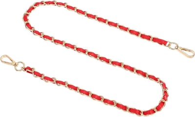 Kettingriem voor tassen van leer en ijzer, 99 cm, met gespen voor schoudertassen en handtassen in rood en goud
