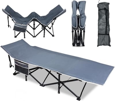 Stabiel Veldbed 250 kg - Inklapbaar Campingbed met Draagtas - 188x62x38 cm - 600D Oxford - Outdoor, Strand, Tuin