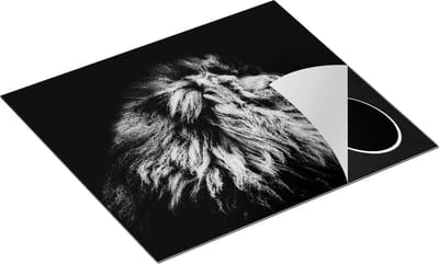 Chefcare Inductie Beschermer Leeuw - Leeuwenkop - Zwart Wit - 60x50 cm - Afdekplaat Inductie - Kookplaat Beschermer - Inductie Mat