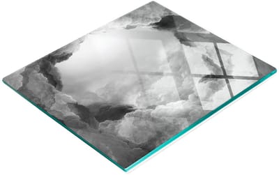 Decoratieve glazen keukensnijplank met fractale wolkenmotief, 60x52 cm