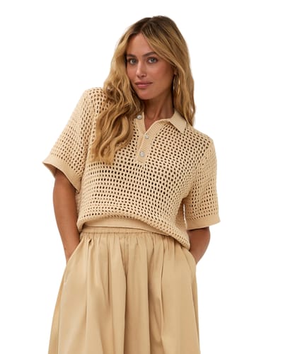 Amaya Amsterdam Lewis Knitwear Dames - Polo shirt - Beige - Maat S