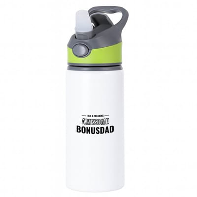 Hacebo® - I am a freaking awesome bonusdad waterfles met rietje groen - de meest geweldigste bonusvader - vader cadeautjes - vaderdag - verjaardagscadeau - verjaardag - cadeau - geschenk - kado - gift - water fles - 650ML