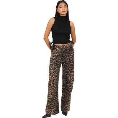 Brave Soul Dames/Dames Ribbed Top met Hoge Kraag (Zwart)