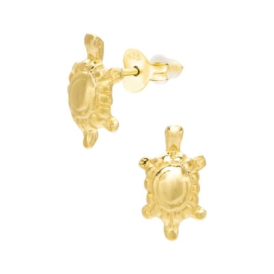 WeLoveSilver - zilveren oorstekers - goldplated schildpad - 6x6mm