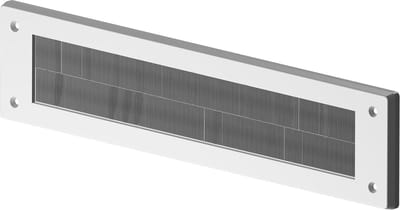 Interne PVC brievenborstel afdekking - wit aluminium - buitenafmetingen 335 mm x 75 mm - opening 279 mm x 45 mm - PVC brievenborstel