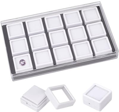 Dailygoods- Sieradenbox - 15 Pack - Edelsteen Display - Vitrine - Helder Glas Venster - 2,9x1,75cm - Premium Acryl - Juwelendoos
