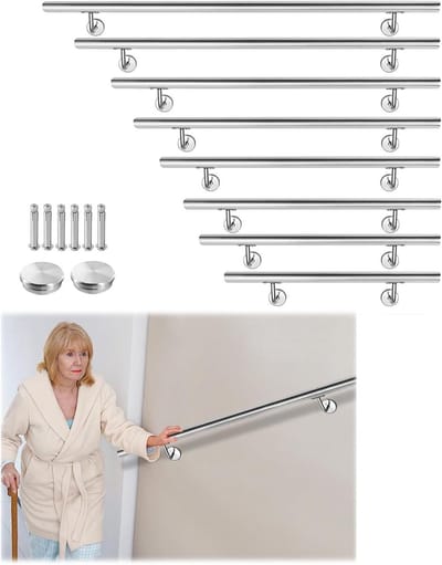 RVS Trapleuning - Wandsteun Balustrade - Veilig Traplopen - Afgerond Handvat - 60 cm - Zilver