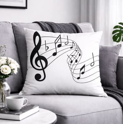 Melody Notes Collection Kussenhoes - muziek - muzieknoten - muzieknoot - 40x40 cm