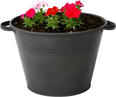 Mega Collections plantenpot/bloempot Farmer - zink - zwart - D35 X H25 cm