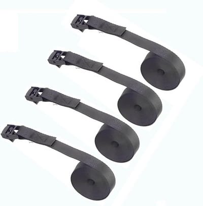 Sjorbanden 4 Stuks - Spanbanden Ratel - Lading Vastzetten - Sterk Nylon Materiaal - 25 Cm X 15 M - Zwart