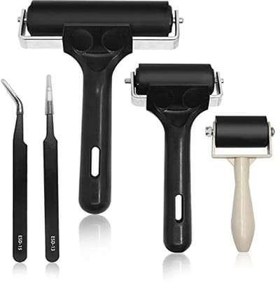 3-Pack Rubber Roller Brayer Set met Pincetten voor Drukken en Ambachten