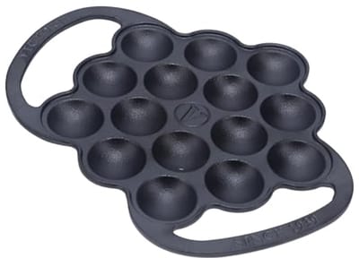 VICTORIA Cast iron Poffertjes Dutch pancake pan with loop handles, pre-stretched with linseed oil, made in Colombia