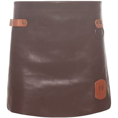 (6 Stuks) KARLOWSKY Schort met Leren Voorbinder - Mokka Bruin