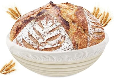 Gaarmand Set - Rijsmand Brood - Brood Bakken - Handgevlochten Rotan - 23 cm Rond - Natuurlijk
