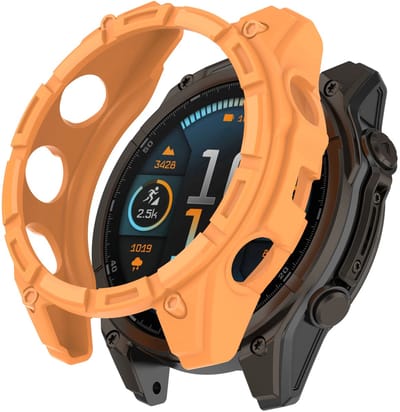 Strap-it Rugged TPU Beschermhoes (Oranje) – Stevige schokbestendige case – duurzame bescherming – geschikt voor Garmin Quatix 8 (47mm)