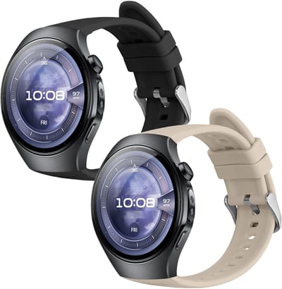 kwmobile 2x horlogebandjes geschikt voor Huawei Watch 5 42mm bandje - Smartwatch bandjes van TPU - Activity tracker horloge band in zwart / beige