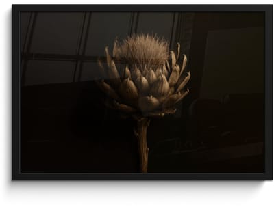 Poster in lijst - Fotolijst 60x40 cm - Posters - Donkerbruin - Bloem - Textuur - Artisjok - Posterlijst zwart - Decoratie - Wanddecoratie woonkamer - Muurdecoratie slaapkamer