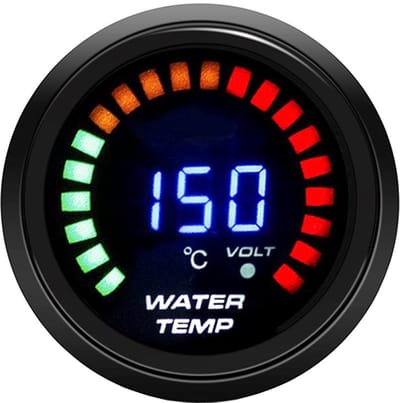 Dailygoods- Watertemperatuurmeter Digitale 52mm - LED-display - Hoge gevoeligheid - Eenvoudige installatie - Geschikt voor 12V voertuigen - Zwart met helderblauwe aflezing - Temperatuurmeter