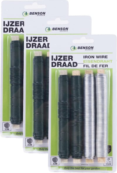 Benson IJzerdraad - 3x - 4 delig - 0.7 mm x 30 m - geplastificeerd - verzinkt staal - binddraad