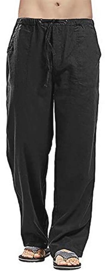 Herenbroek met trekkoord van linnen - Casual, lichtgewicht zomer strandbroek