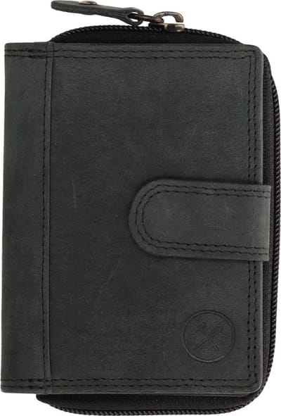 Hide & Stitches - Portemonnee Heren Dames - Hunter Leer Zwart