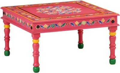 Handgeschilderde Salontafel van Massief Mangohout in Roze Tint
