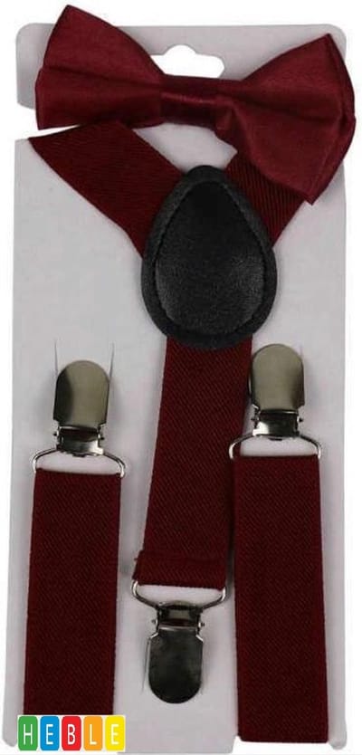 *** Kinder bretels & Vlinderstrik_Bordeaux Rood_1-4 jaar_Bretels - Gala - Feest - Huwelijk - Kerst - van Heble® ***