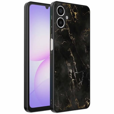 Geschikt voor Samsung Galaxy A07 Telefoonhoesje met marmer opdruk - TPU backcover case black marble design - Zwart - Smartphonica geschikt voor Samsung Galaxy A07