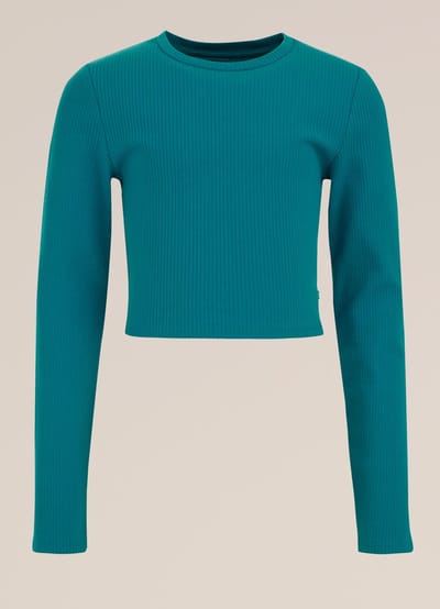 WE Fashion Meisjes cropped T-shirt van ribstof