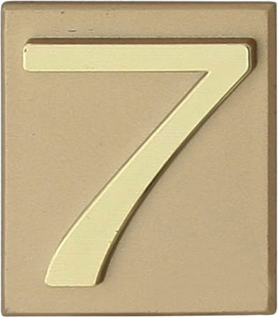 DOMINO INV - Zelfklevend deurnummer 7 - Goudkleurig - Nummer voor huisdeur brievenbus en kluisje - Alu 40x47mm
