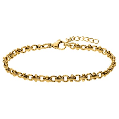 Lucardi - Dames Stainless steel goldplated schakelarmband voor dames - Armband - Staal - Goudkleurig - 19.50 cm