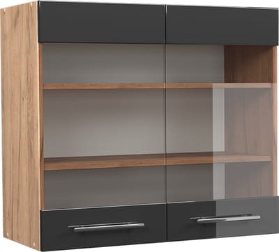 Vicco Fame-Line Glazen keukenkast – 80 cm Antraciet Hoogglans